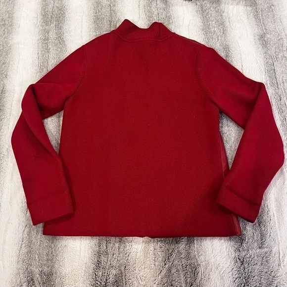 Vintage 1990s Pendleton Red Leather Merino Wool Blend Front Zip Sweater Jacket S - Picture 6 of 6